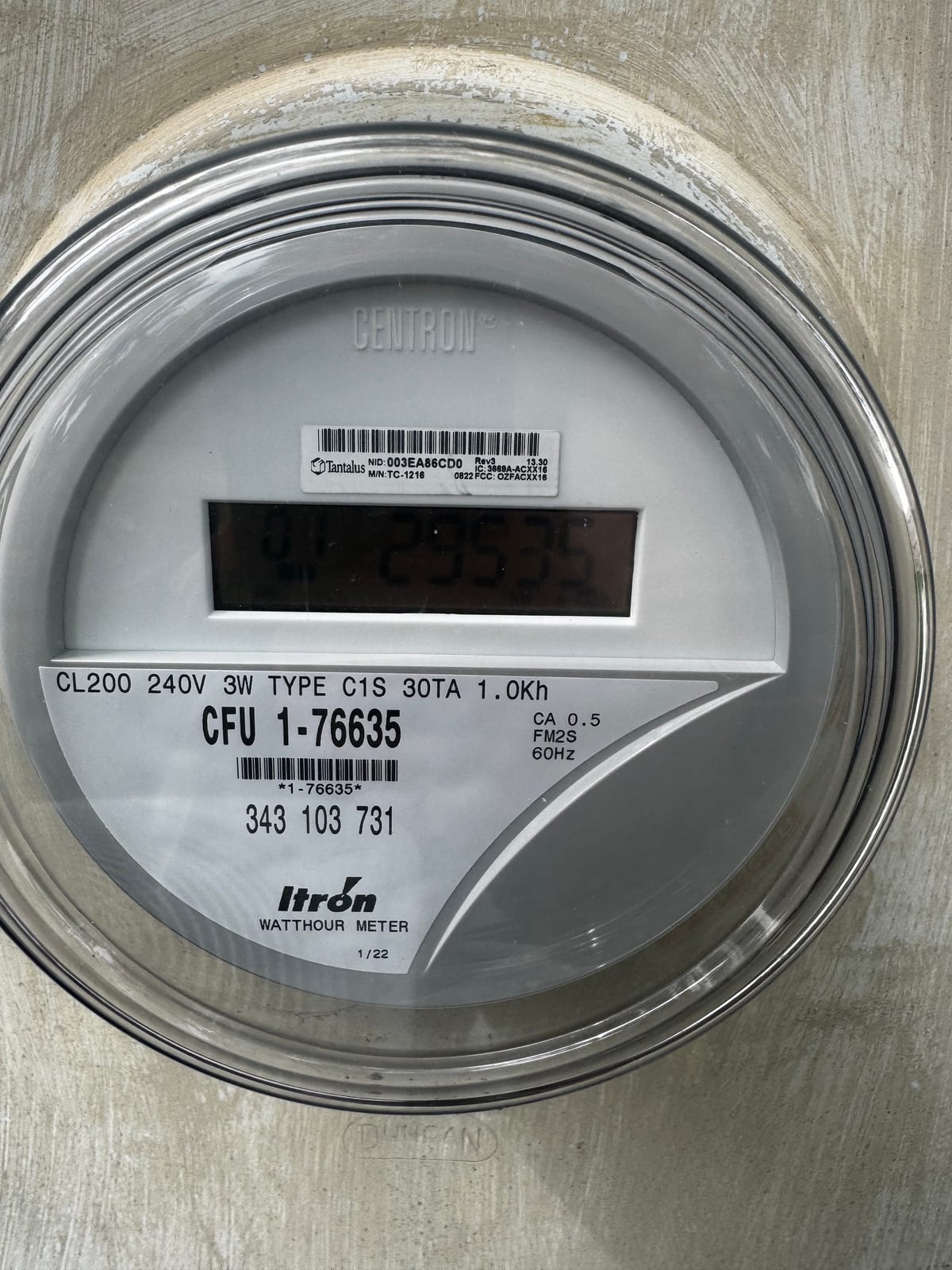 Electric meter (Itron CENTRON), Cedar Falls Utilities